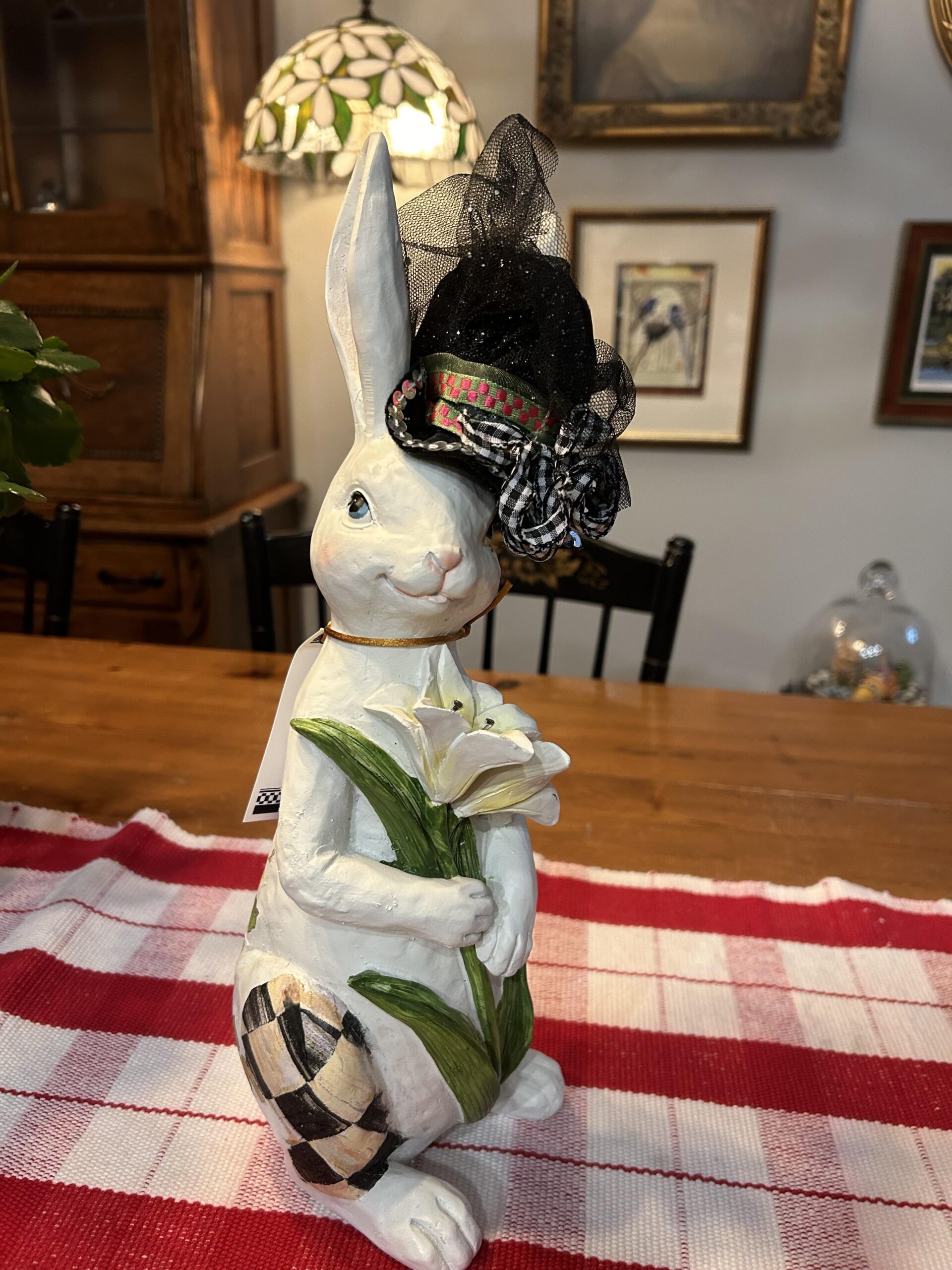 Cute Rabbit with Hat and Lily Flower